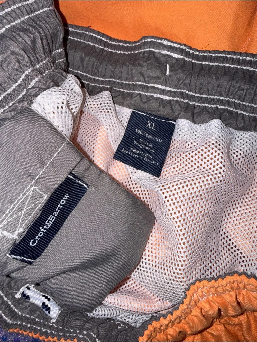 2922-croft & barrow Orange Elastic-Waist Swim Trunks